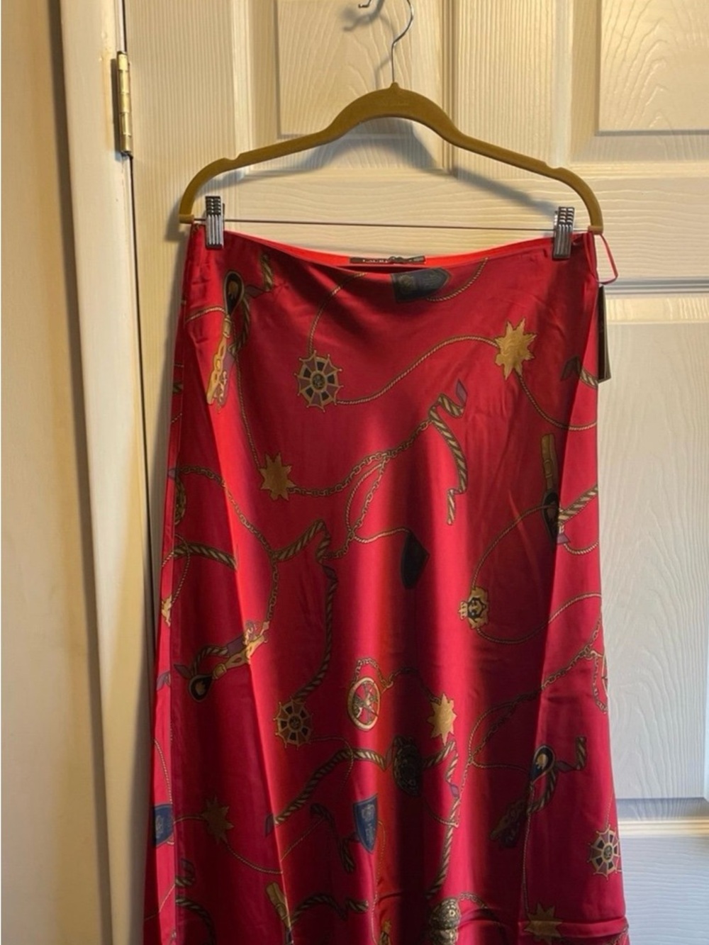 Ralph Lauren silky Red Patterned Midi Skirt